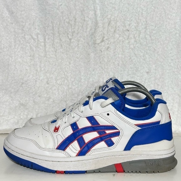 ASICS Mens EX89 White/Blue Leather Basketball/Training Sneakers Shoes SZ US 8.5 - Picture 2 of 11